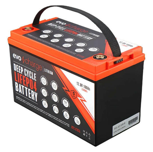 EvoCharge 12V 100Ah LiFePO4 Lithium Battery (12,8V 100Ah)