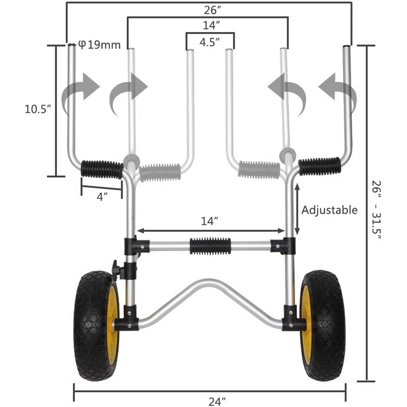 Load image into Gallery viewer, Kayak Cart Trolley Adjustable Width with No Flat Airless Wheels
